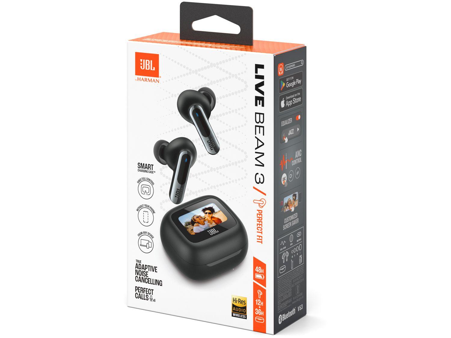 Fone de Ouvido Bluetooth JBL Live Beam 3 com Microfone com Cancelamento de Ruído True Wireless Preto