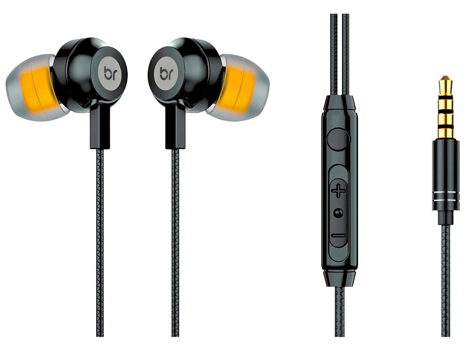 Fone de Ouvido Bright Ghost com Microfone com Cancelamento de Ruído Esportivo Intra-auricular Preto