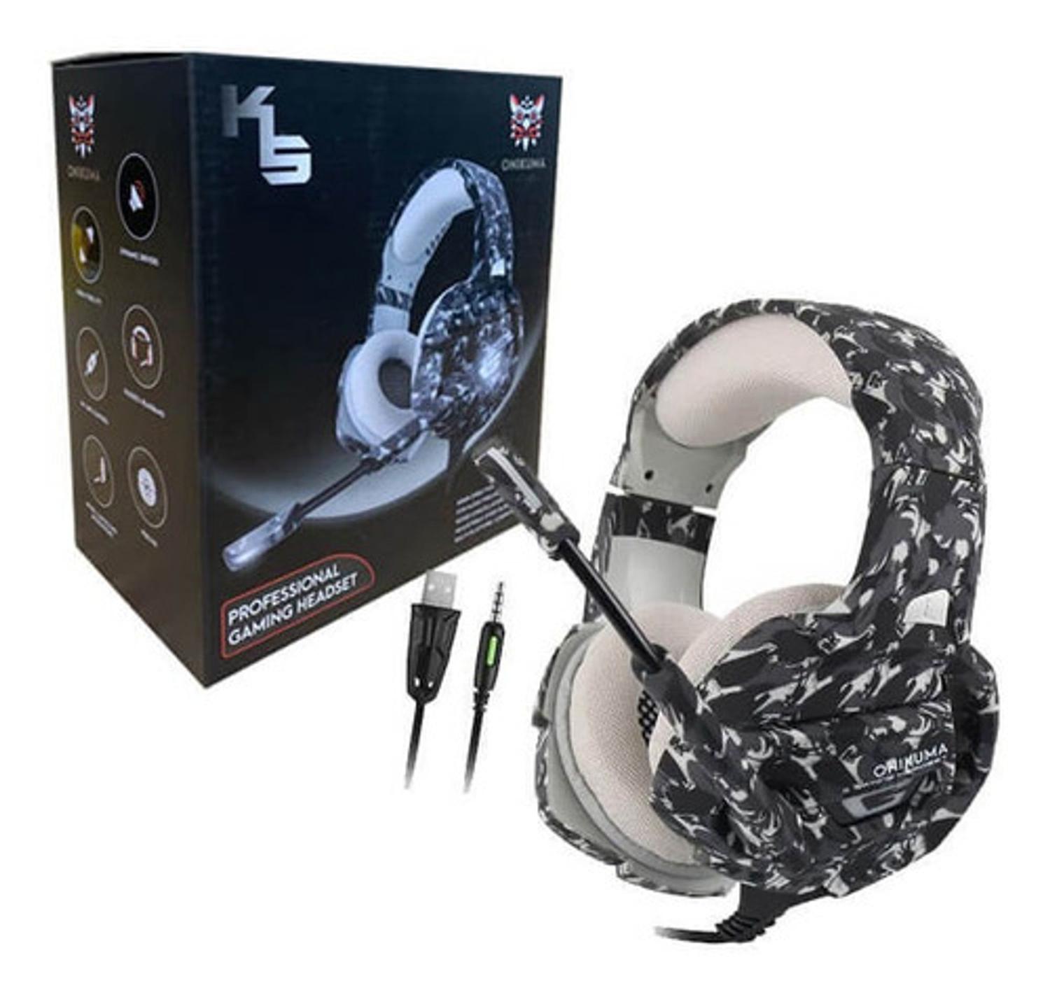 Fone de ouvido para jogos onikuma K5 com microfone pc Gamer Fones de ouvido  estéreo de 3,5 mm com cancelamento de ruído sobre a orelha Copos  compatíveis com gamepad PS4 Novo comput