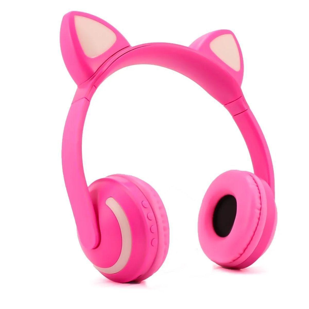Headset fone gamer com microfone E LED P3/P2 - KP-GA04 rosa orelhas gatinho  em Promoção | Ofertas na Americanas