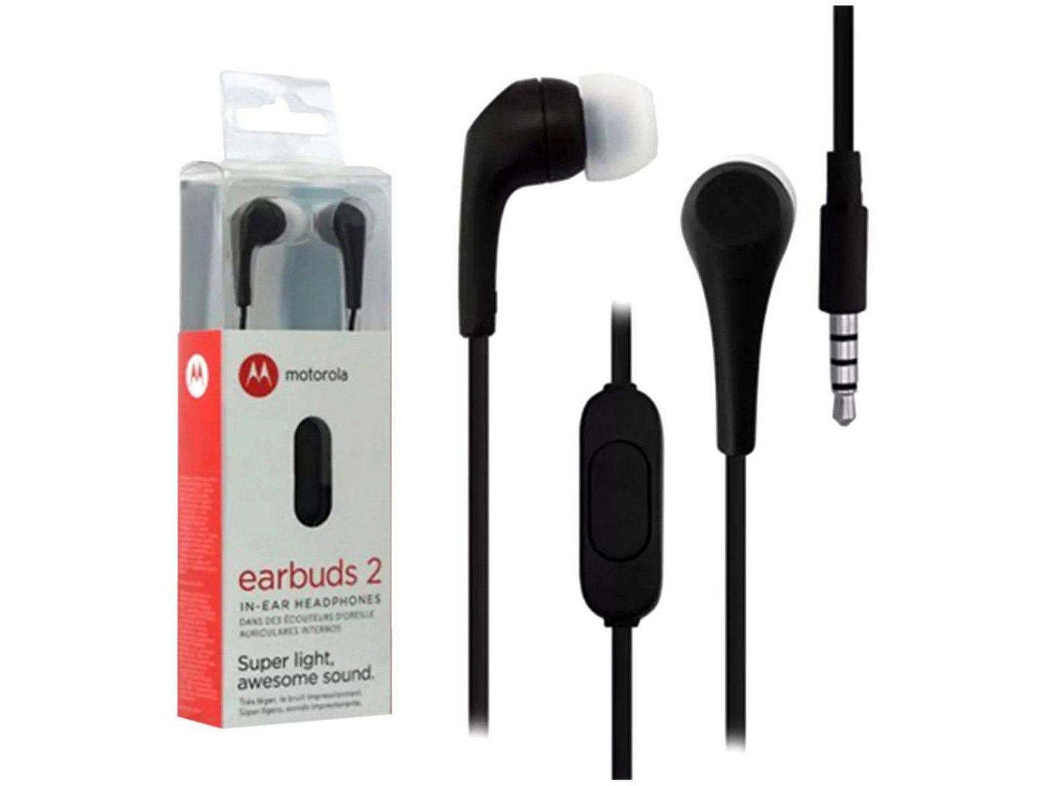 Fone de Ouvido Motorola Intra Auricular - com Microfone Esportivo Preto  Earbuds 2 - Fone de Ouvido - Magazine Luiza