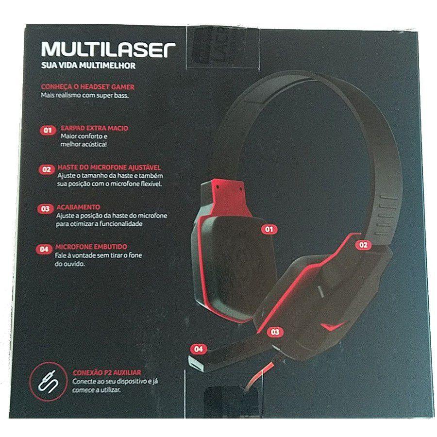 Fone Headset Gamer com Microfone P2 Preto/Vermelho Multilaser - PH073 - Headset  Gamer - Magazine Luiza