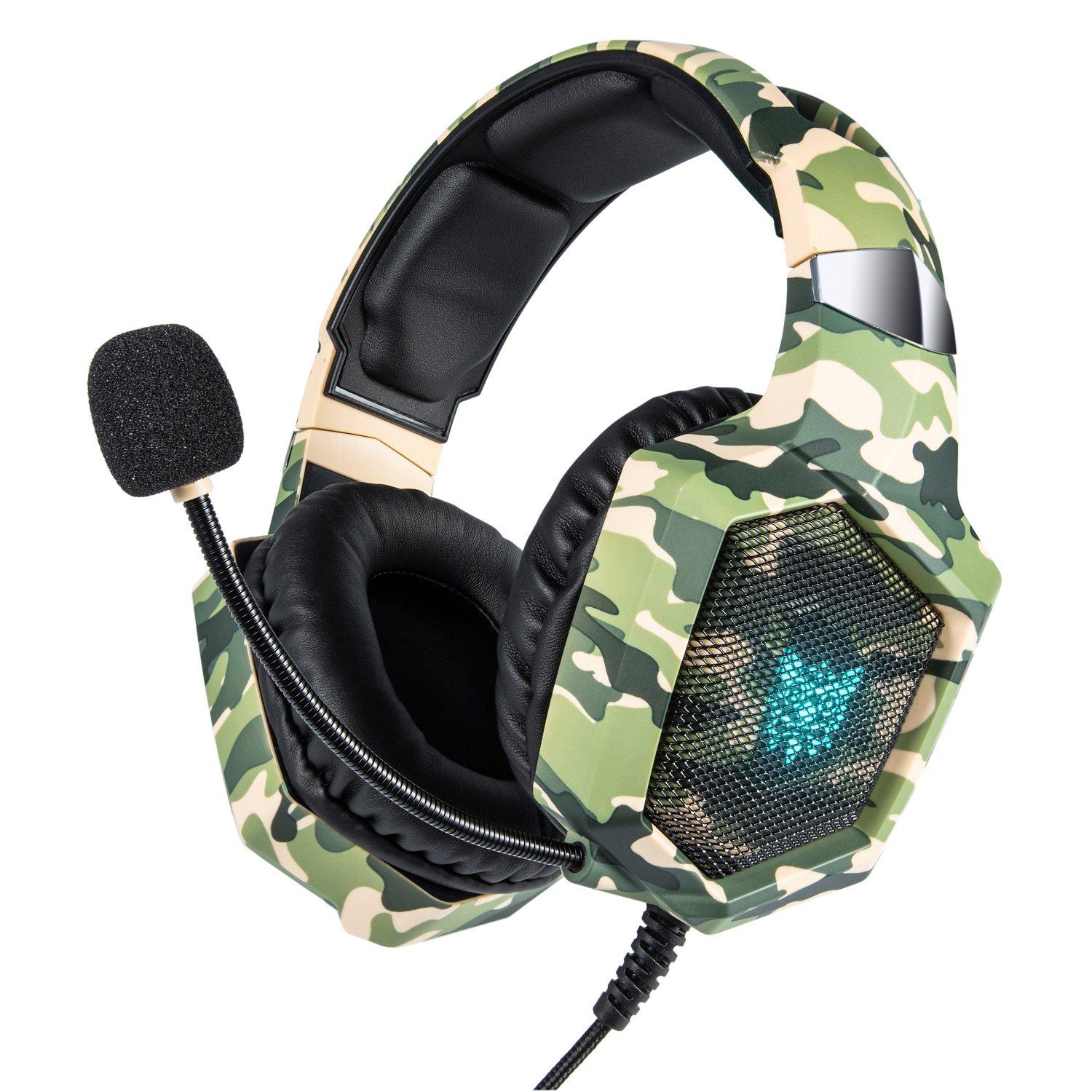 Fone Ouvido Gamer Headset Led Onikuma K8 Rgb Jogos Xbox Ps4 Camuflado