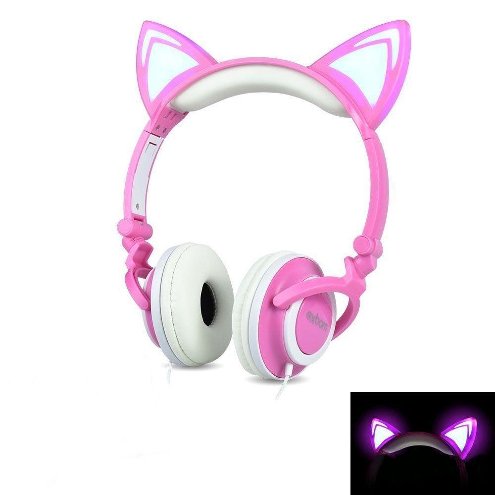 Fone ouvido orelha de gato c/led exbom hf-c22 rosa/branco - Headphone -  Magazine Luiza