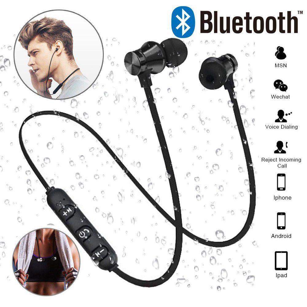 Comprar on-line Magnético fone de ouvido bluetooth música de fone de ouvido  de telefone decote esporte fones de execução da em-orelha fones de ouvido  com microfone sem fio, fones de ouvido 