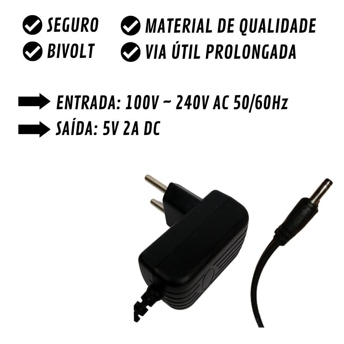 Imagem de Fonte 5V Bivolt Plug P4 3.5mm Para HUB USB 7 Ou 4 Portas Fonte TV Box Pino P4 Fino Fonte 5V 2A 3.5mm