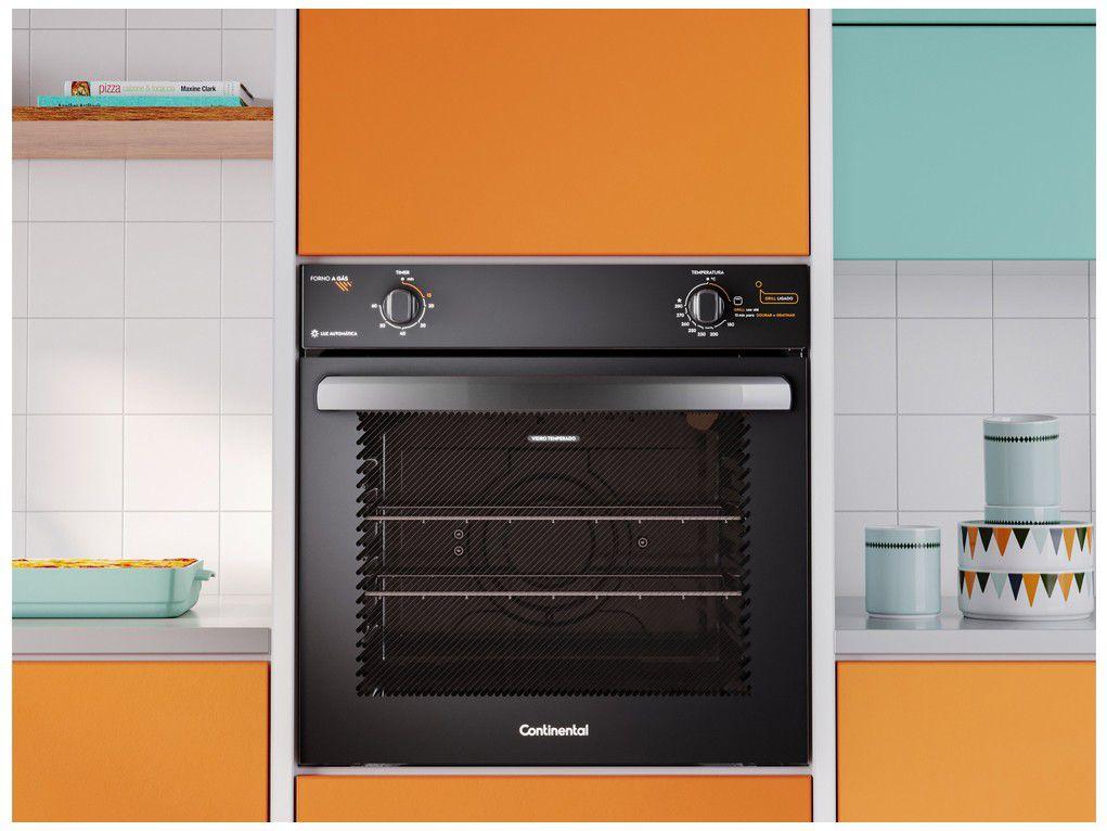 Forno a Gás de Embutir Continental 80L Preto OC8GM