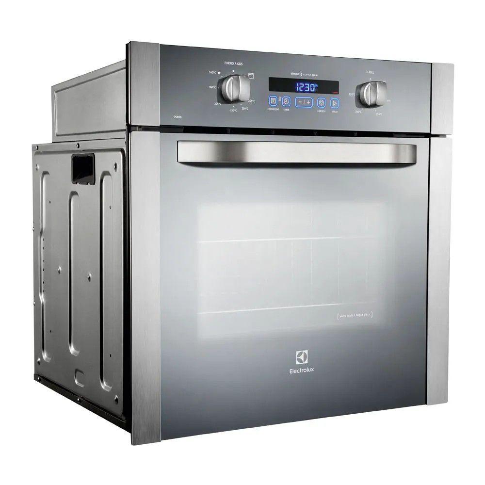 Forno de Embutir a Gás 73L Inox Painel Blue Touch com Grill e Convecção