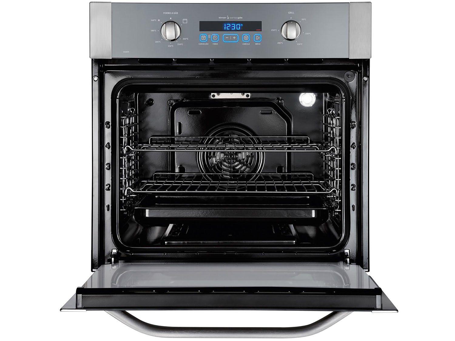 Forno de Embutir a Gás Electrolux com Grill 73L Og8dx Forno a Gás