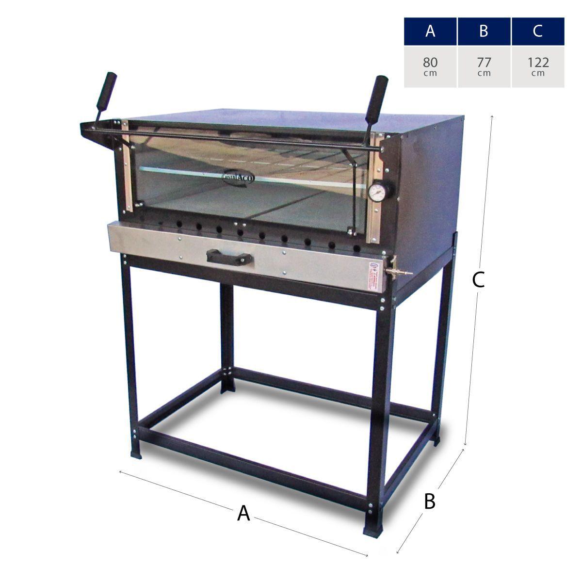 Forno de pizza industrial 80x60 gás pedra refratária cristalaço