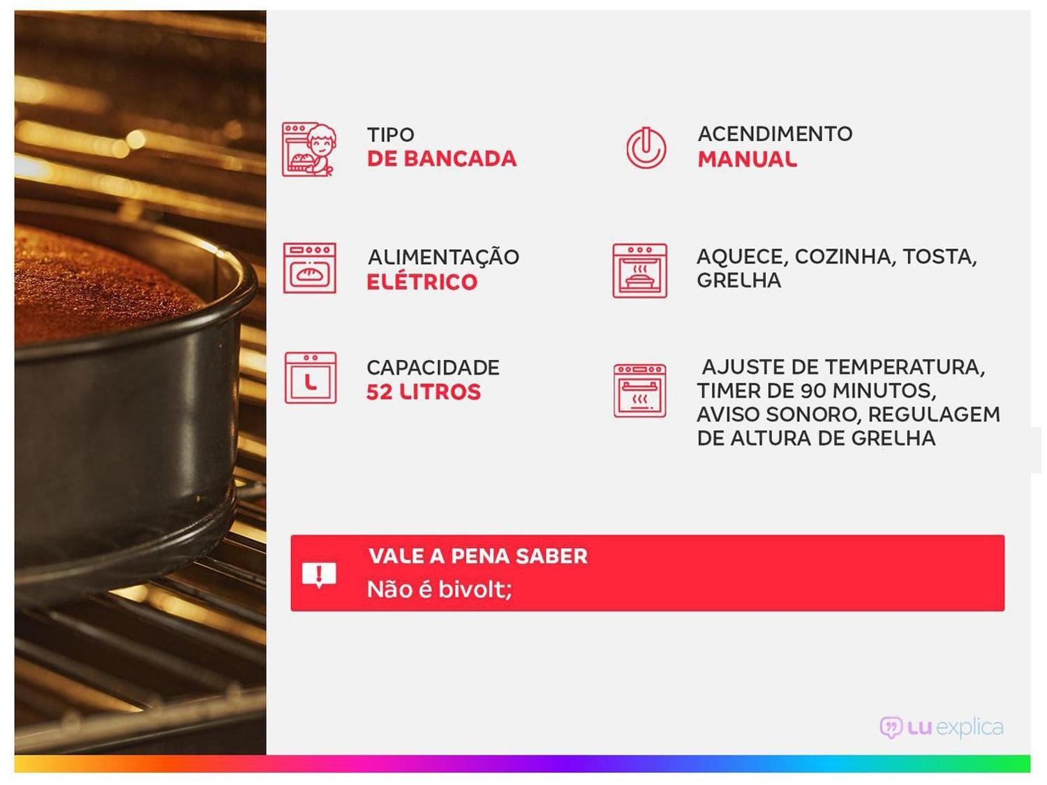 Forno Elétrico de Bancada Mondial com Timer
