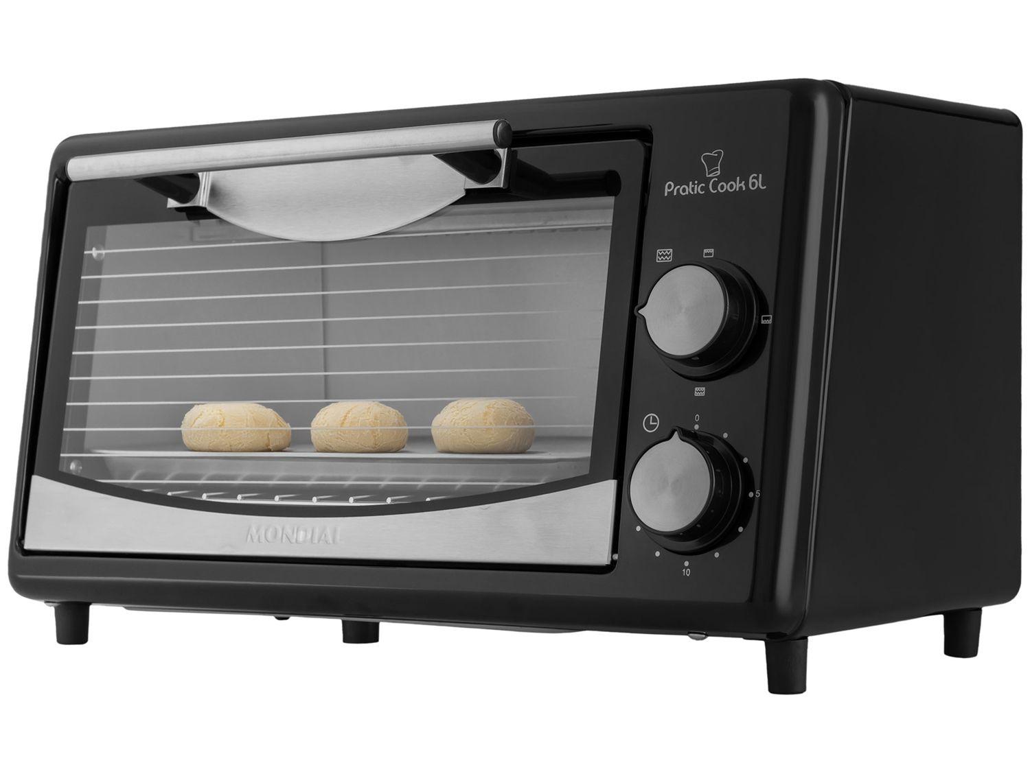 Forno Elétrico de Bancada Mondial com Timer 6L Preto Pratic Cook FR-09