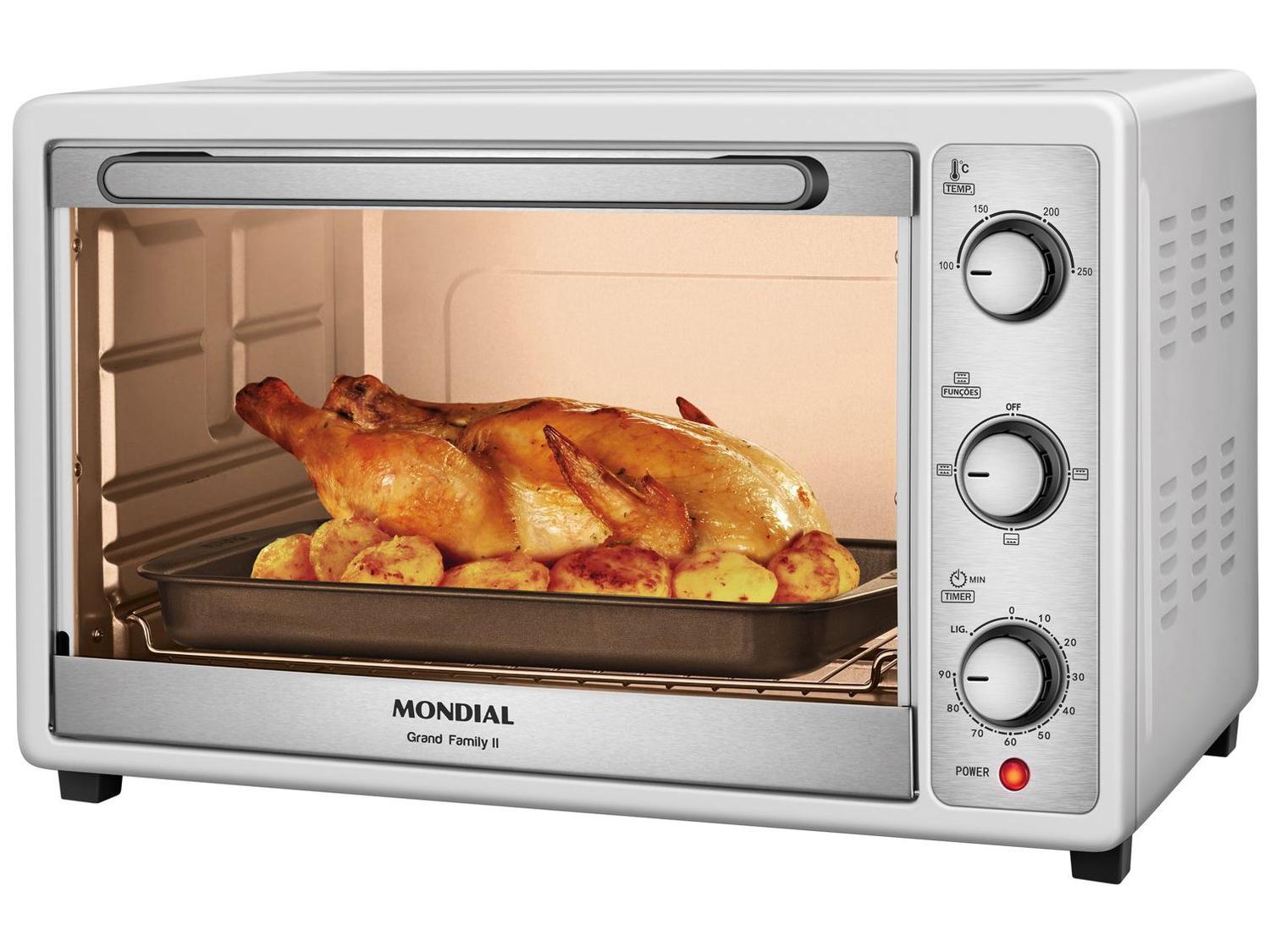 Forno Elétrico de Bancada Mondial Multifuncional 52L Branco e Prata Grand Family II FRN-52-W