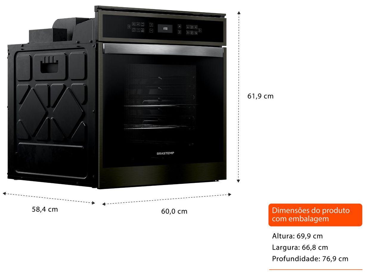 Forno Elétrico de Embutir Brastemp de Convecção e Grill 84L Black Inox Eclipse Collection BOT84AP
