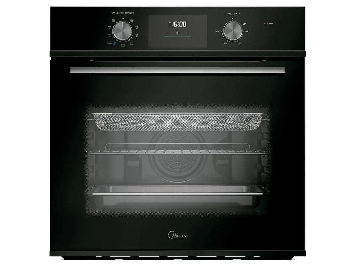 Forno Elétrico de Embutir Midea Multifuncional Grill 80L Preto Digital com Airfryer TSD80P2