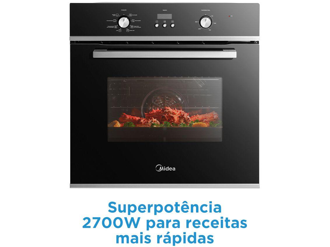 Forno Elétrico de Embutir Midea Multifuncional Grill 80L Preto Digital TCD80L2