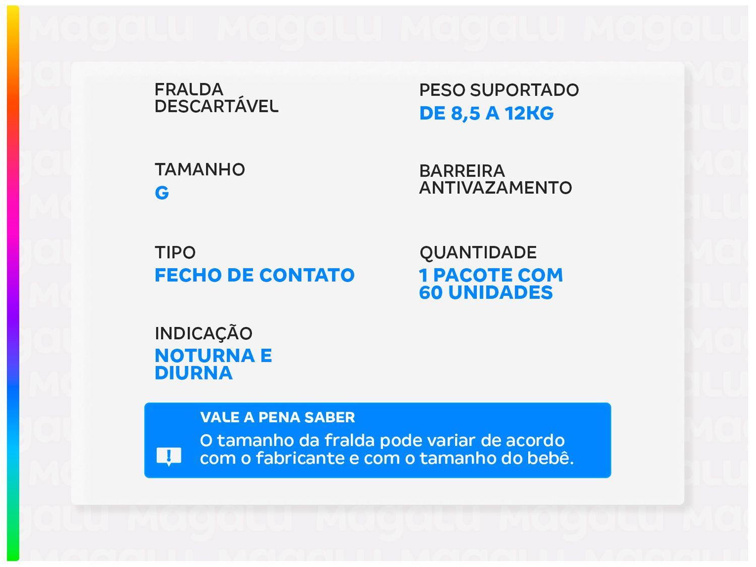 Fralda Babysec Premium Hiper G 8,5 a 12kg 60 Unidades