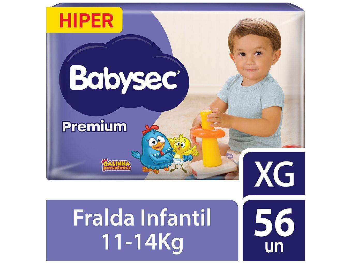 Fralda Babysec Premium Hiper XG 11 a 14kg 56 Unidades