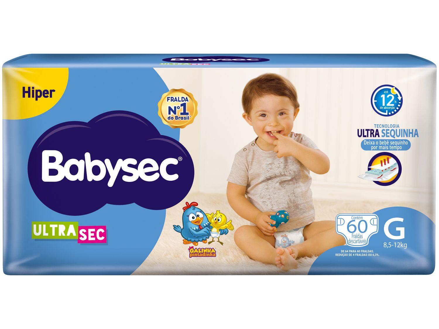 Fralda Babysec Ultrasec Galinha Pintadinha Tam. G 8,5 a 12kg 60 Unidades