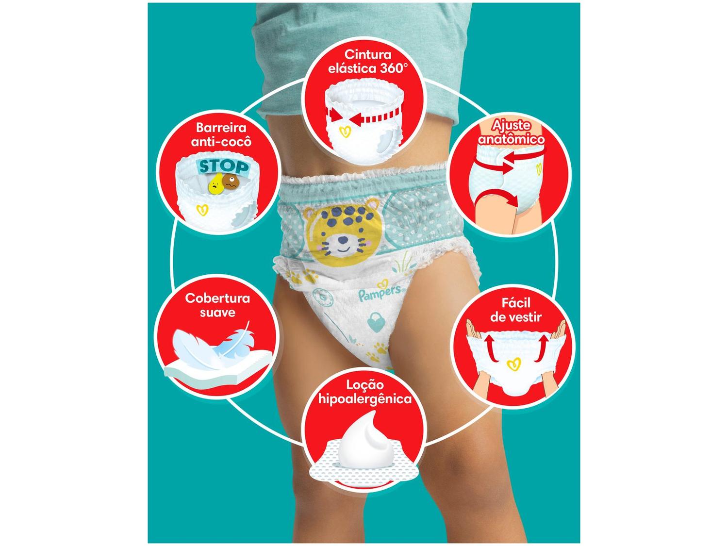 Fralda Calça Pampers Ajuste Total Tam. G 9 a 13Kg 2 Pacotes com 72 Unidades Cada