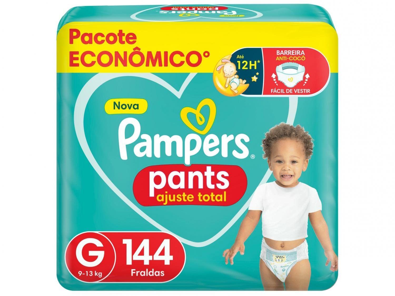 Fralda Calça Pampers Ajuste Total Tam. G 9 a 13Kg 2 Pacotes com 72 Unidades Cada