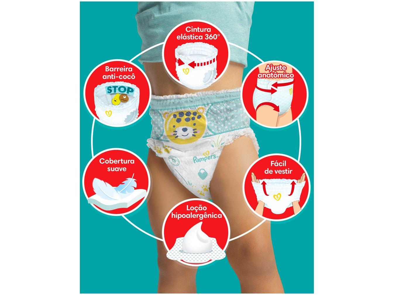 Fralda Calça Pampers Ajuste Total Tam. XG 11 a 15Kg 2 Pacotes com 66 Unidades Cada