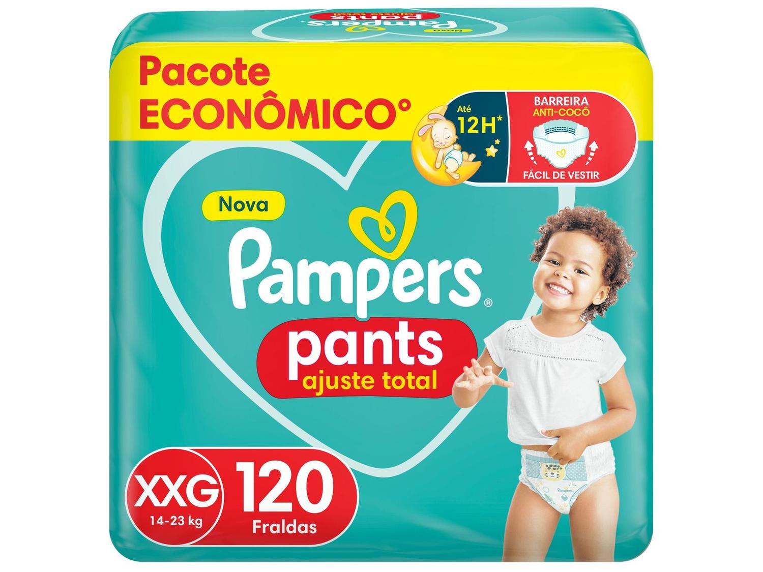 Fralda Calça Pampers Ajuste Total Tam. XXG 14 a 23Kg 2 Pacotes com 60 Unidades Cada