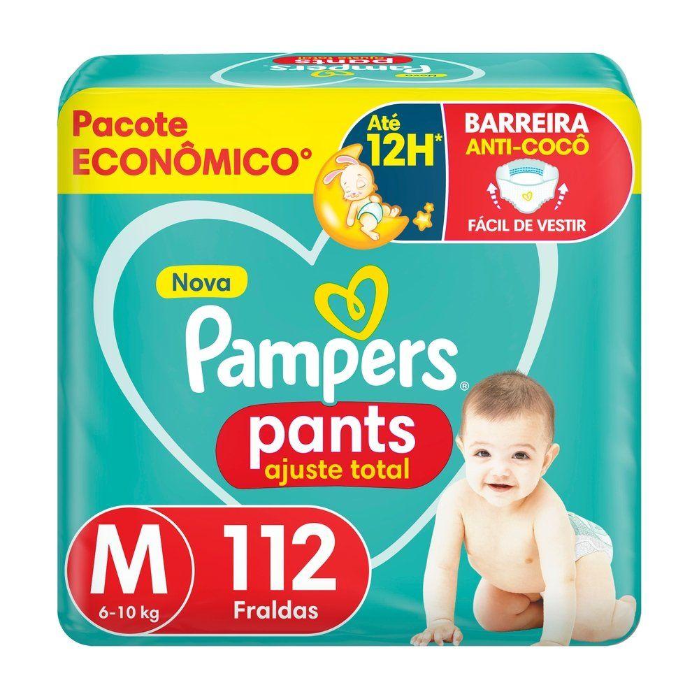 Fralda Calça Pampers Pants Ajuste Total Tam. M 6 a 10kg 112 Unidades