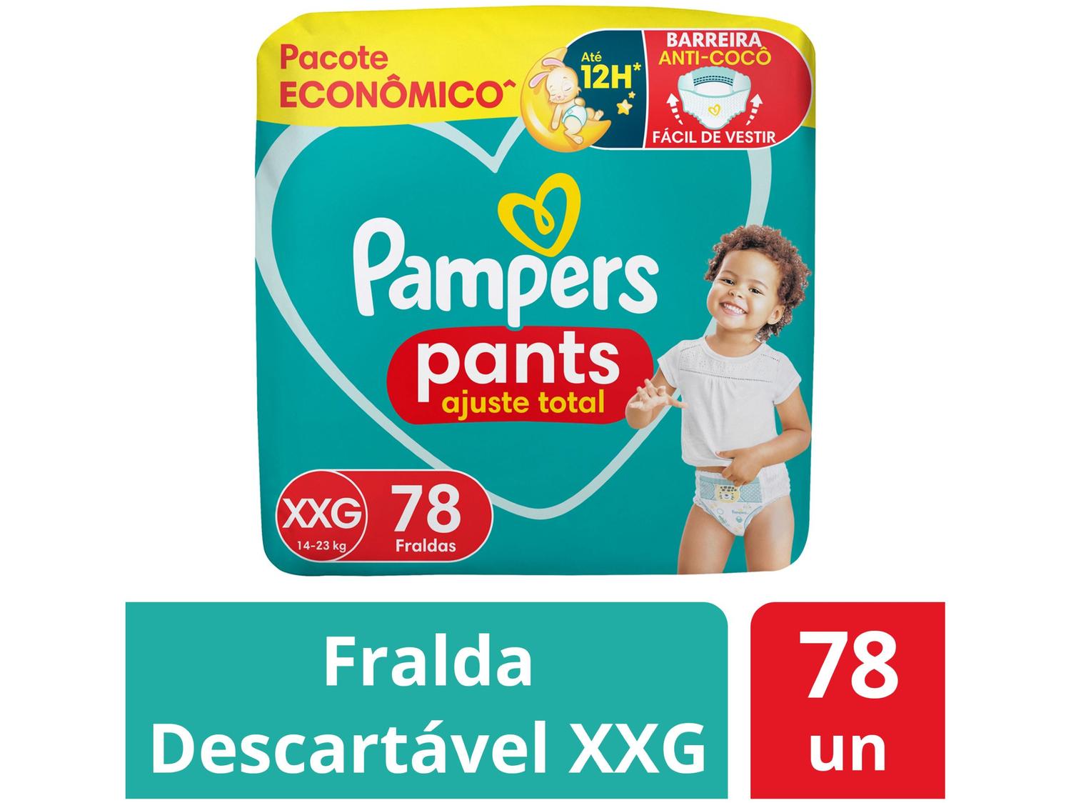 Fralda Calça Pampers Pants Ajuste Total Tam. XXG 14 a 23kg 78 Unidades