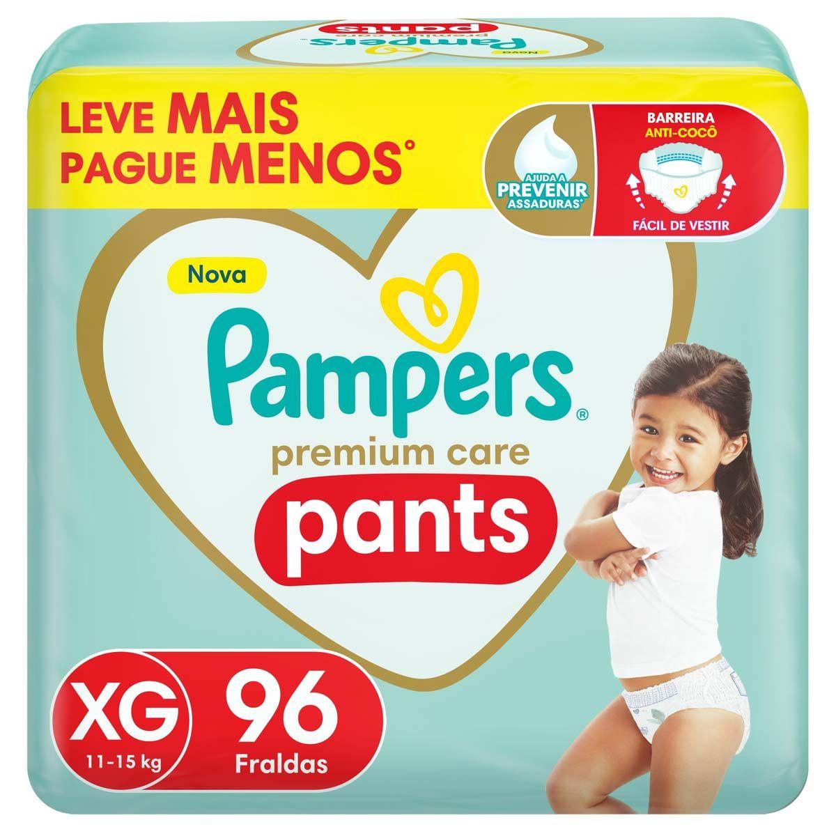 Fralda Calça Pampers Premium Care Pants XG 11 a 15kg 96 Unidades