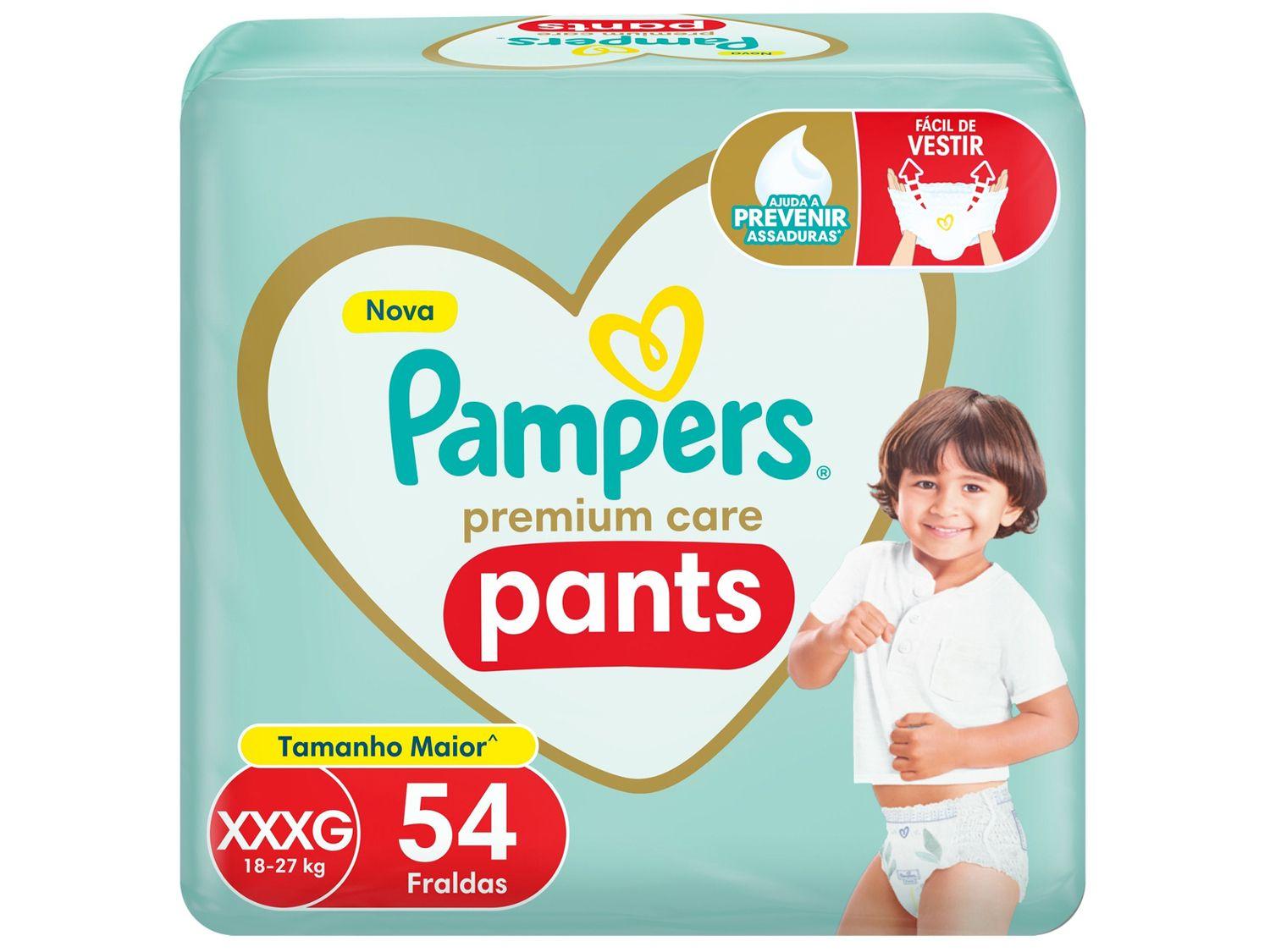 Fralda Calças Pampers Premium Care Tam XXXG até 27kg 54 Unidades