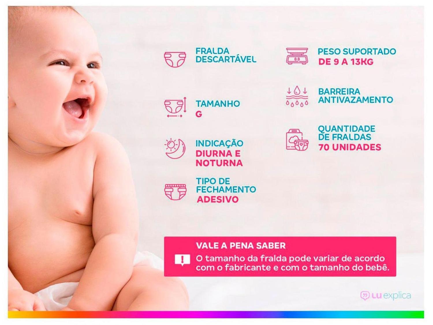 Fralda Pampers Confort Sec Tam. G 9 a 13kg