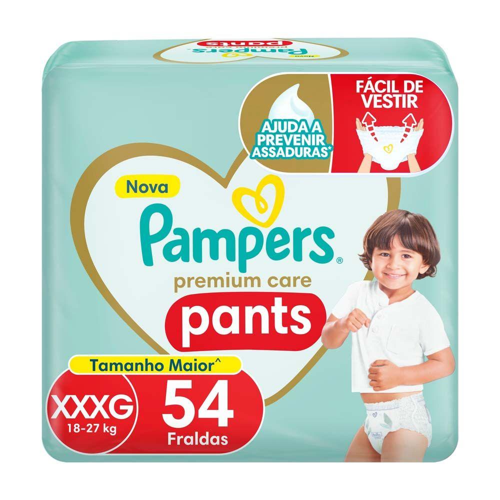 Fralda Pampers Premium Care Pants Tamanho XXG (18-27Kg) 54 Unidades