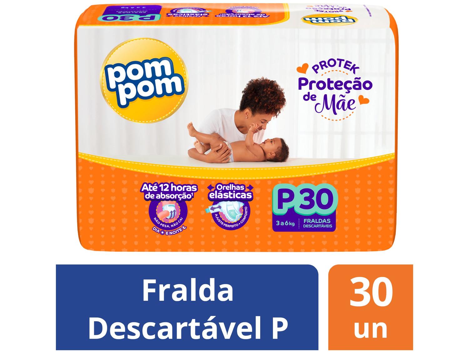 Fralda Pom Pom, detalhe da parte frontal