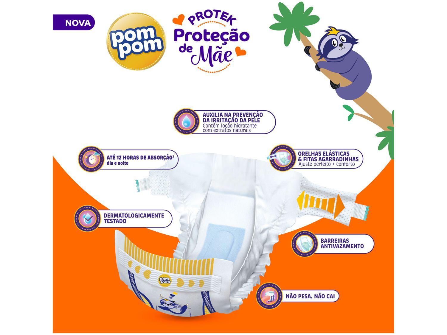 Fralda Pom Pom, bebê usando a fralda