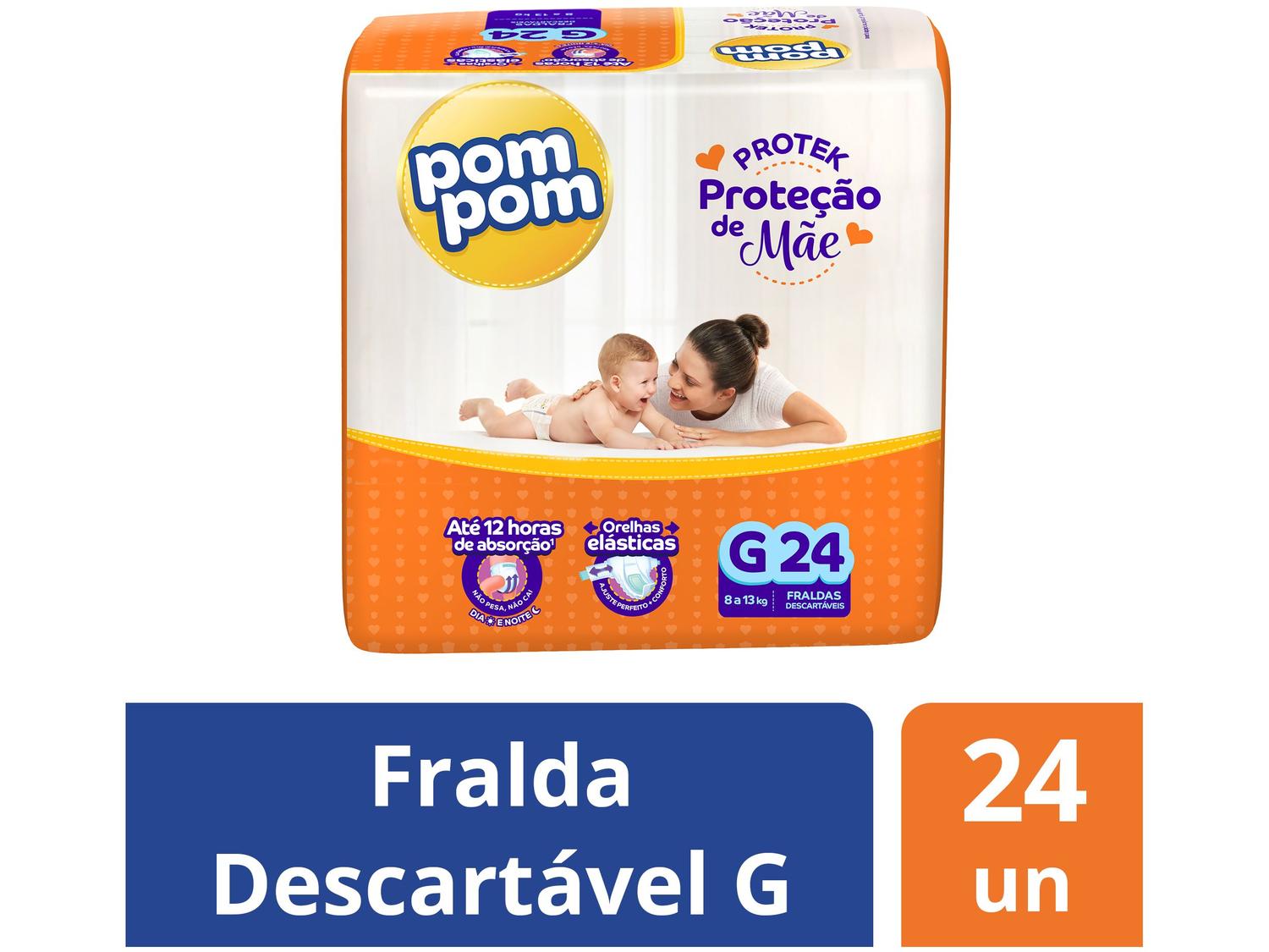 Fralda Pom Pom Protek Proteção de Mãe Jumbo
