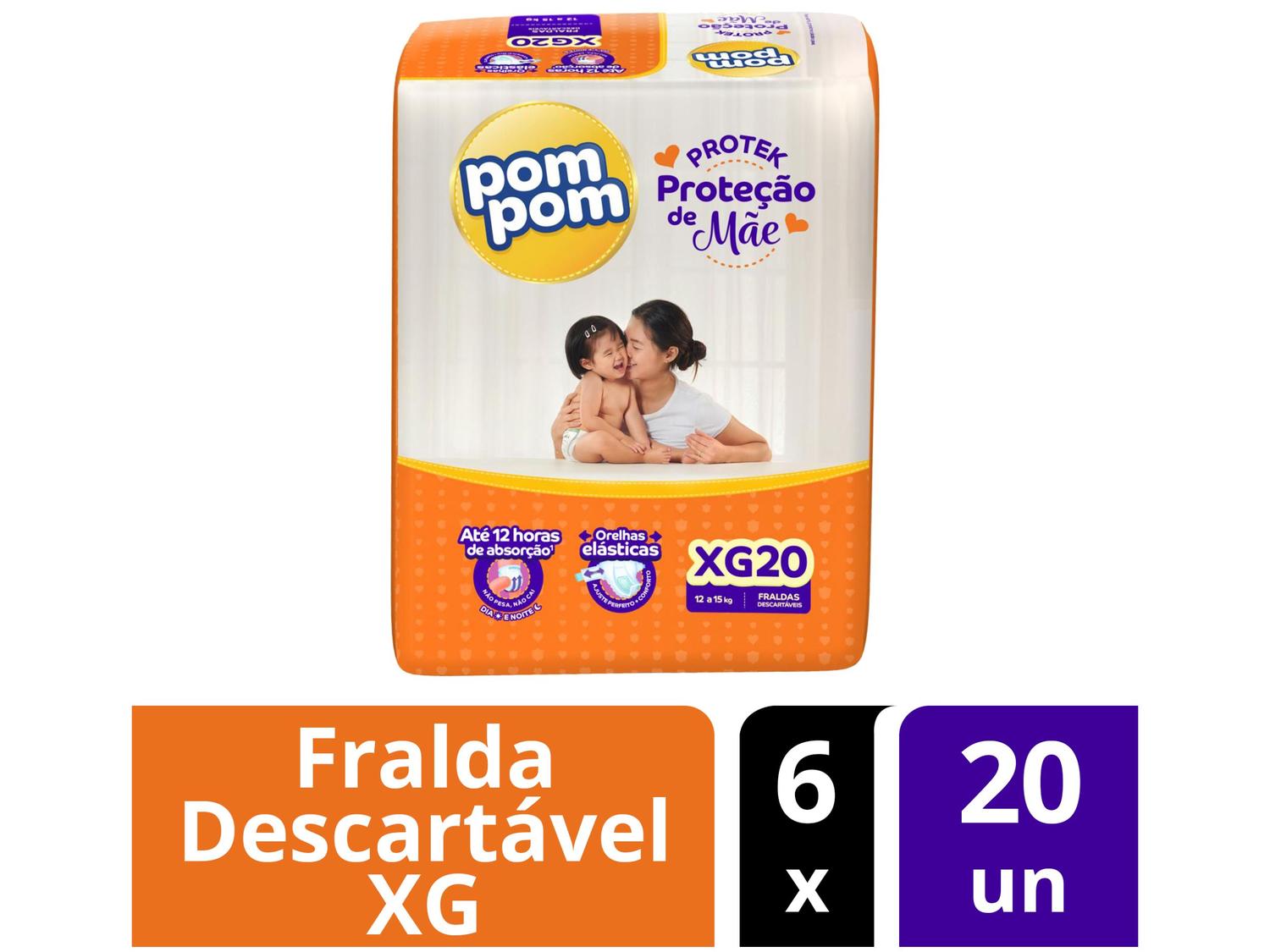 Fralda Pom Pom Protek Proteção de Mãe Jumbo