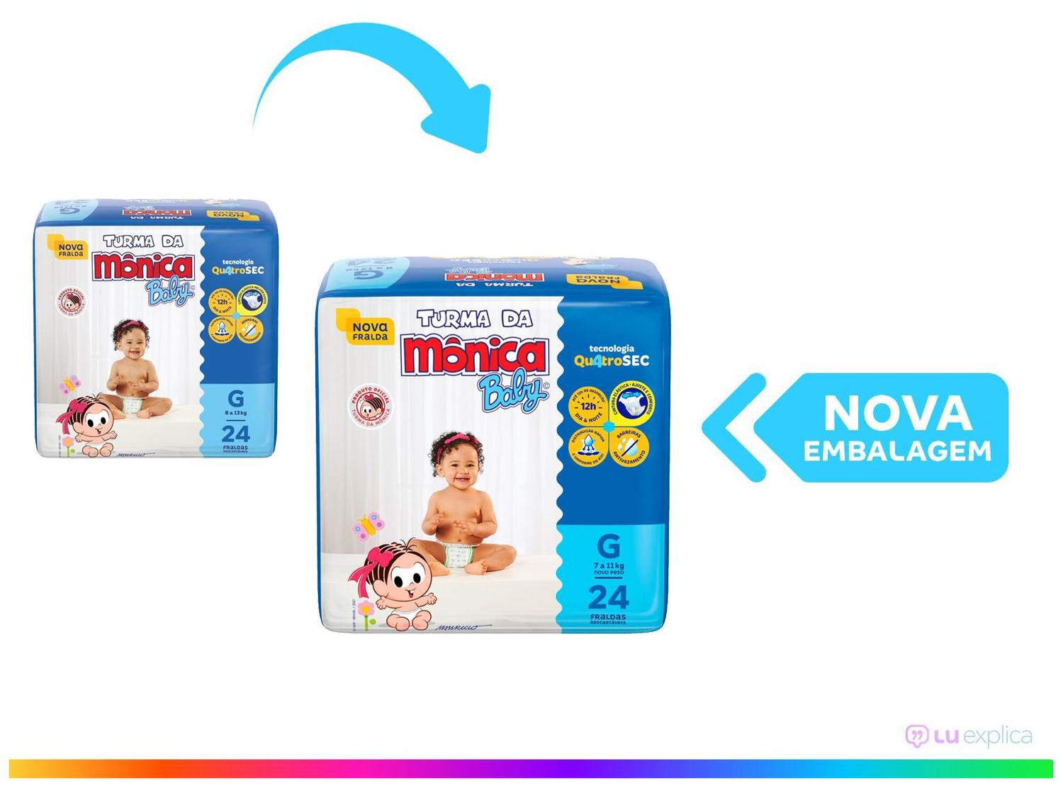 Fralda Turma da Mônica Baby Tam. G 7 a 11kg