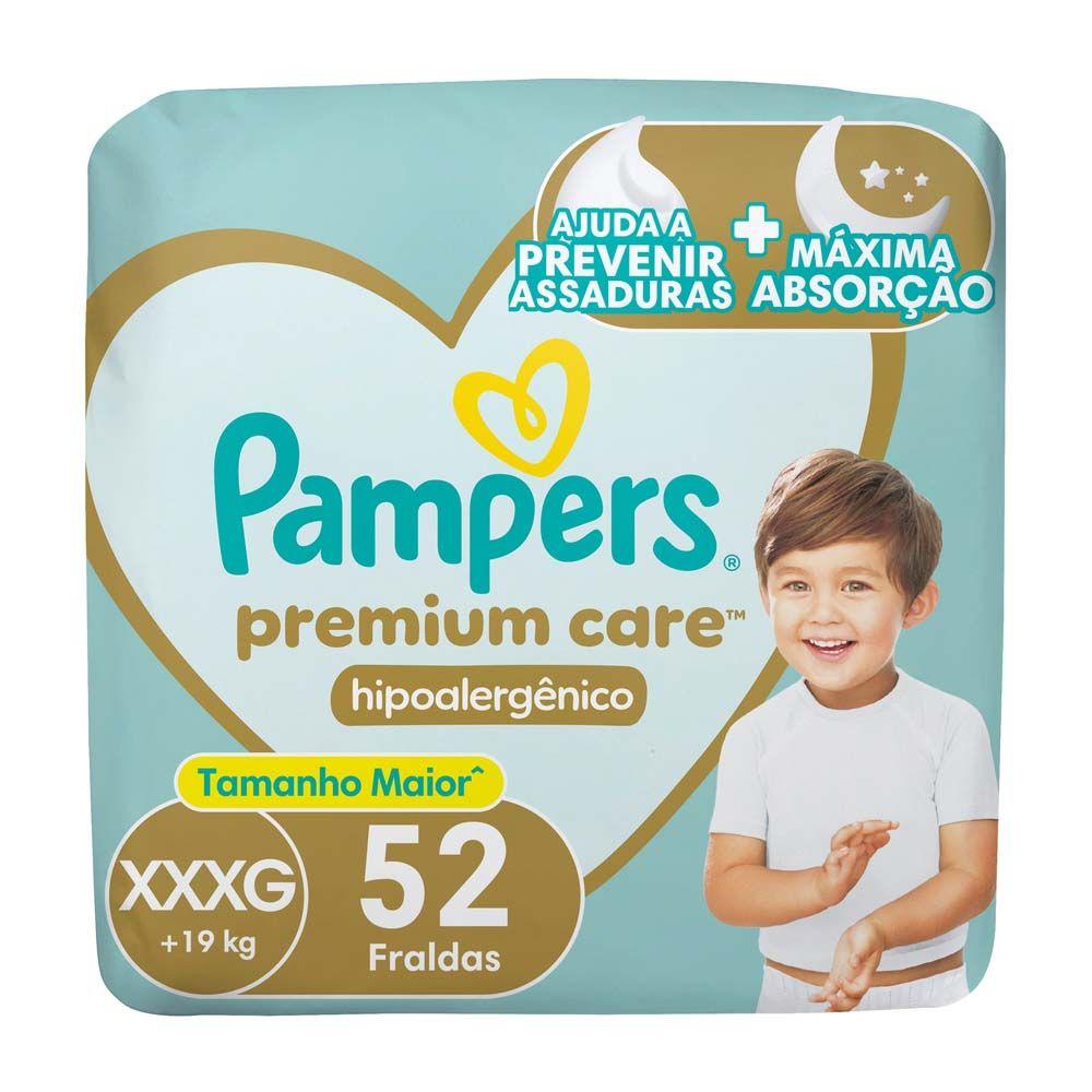 Fraldas Pampers Premium Care Tamanho XXXG (+19Kg) 52 Unidades