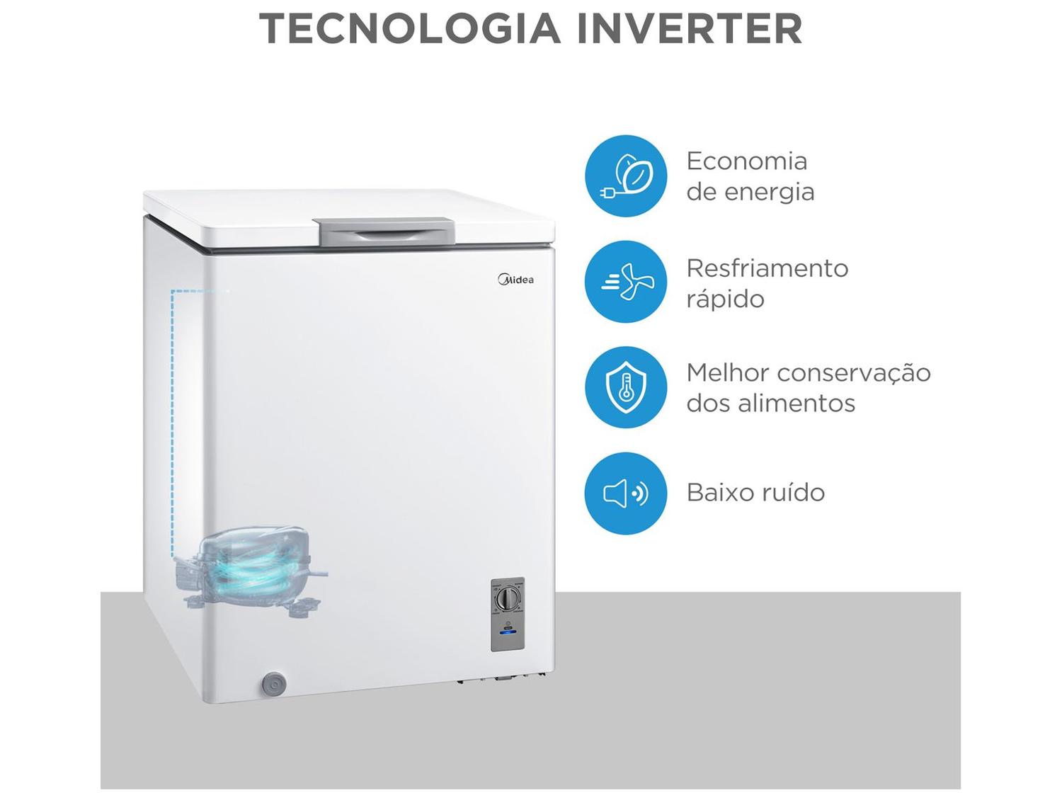 Freezer Horizontal Midea 1 Porta 142L Inverter MDRC207SFZ013