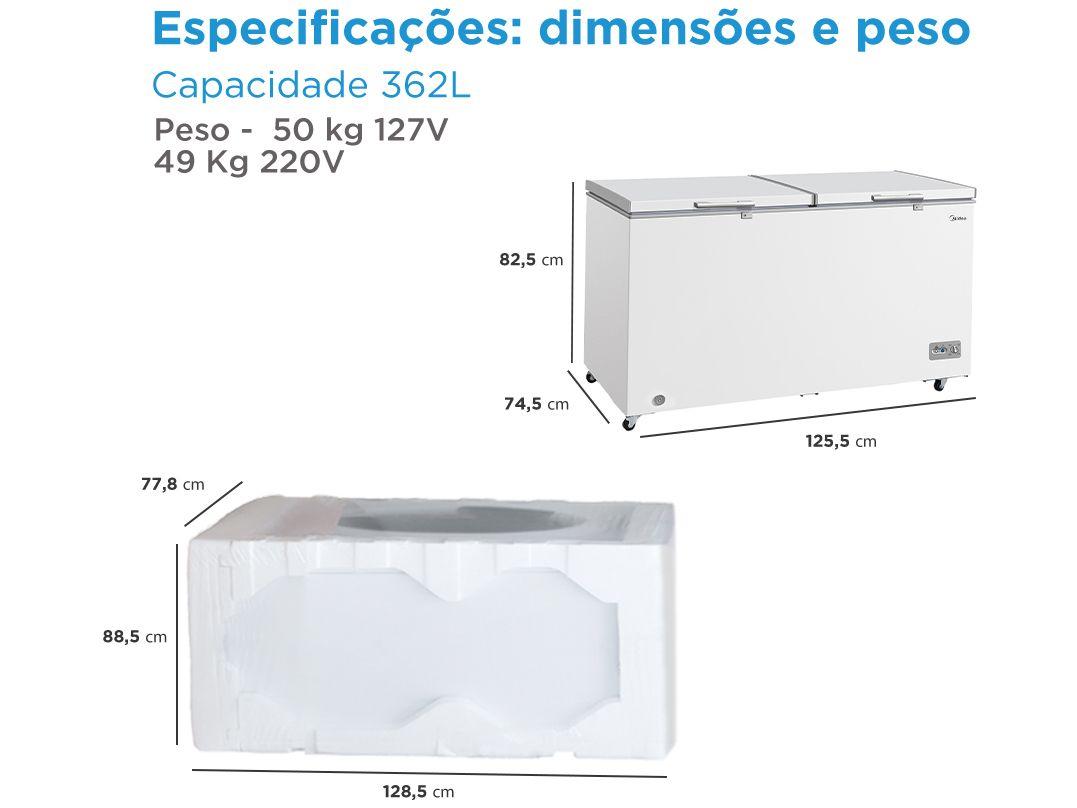 Freezer Horizontal Midea 2 Portas 362L MDRC522FZD011