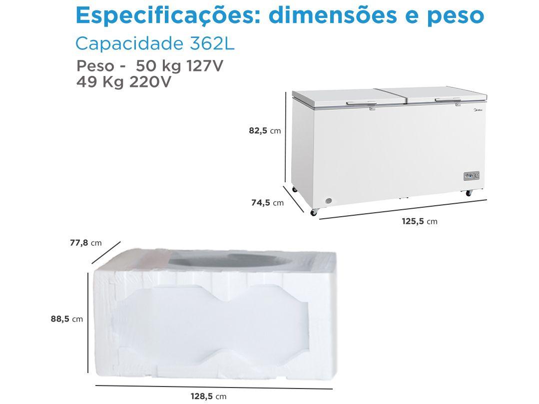 Freezer Horizontal Midea 2 Portas 362L MDRC522FZD012