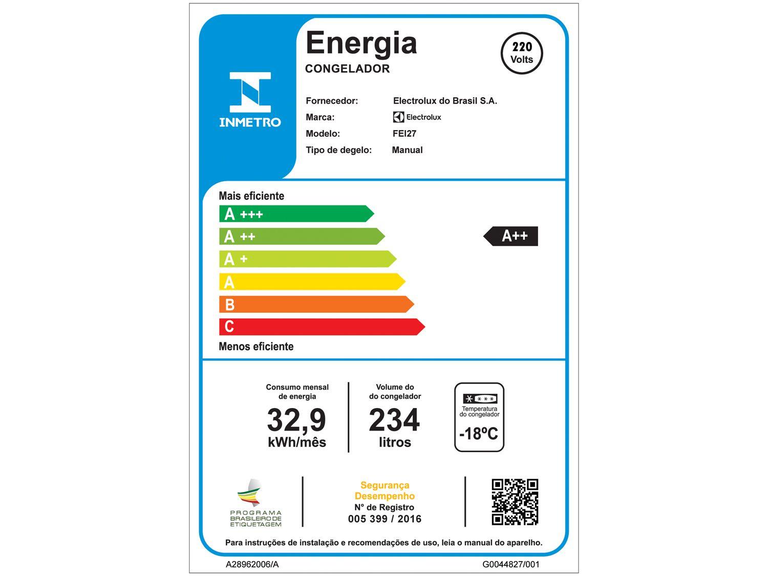 Freezer Vertical Electrolux Cycle Defrost 1 Porta 234L FEI27