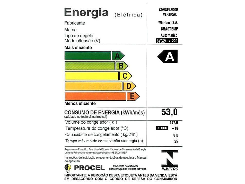 Freezer Vertical Frost Free Brastemp 197L Clean BVG24 HB Freezer
