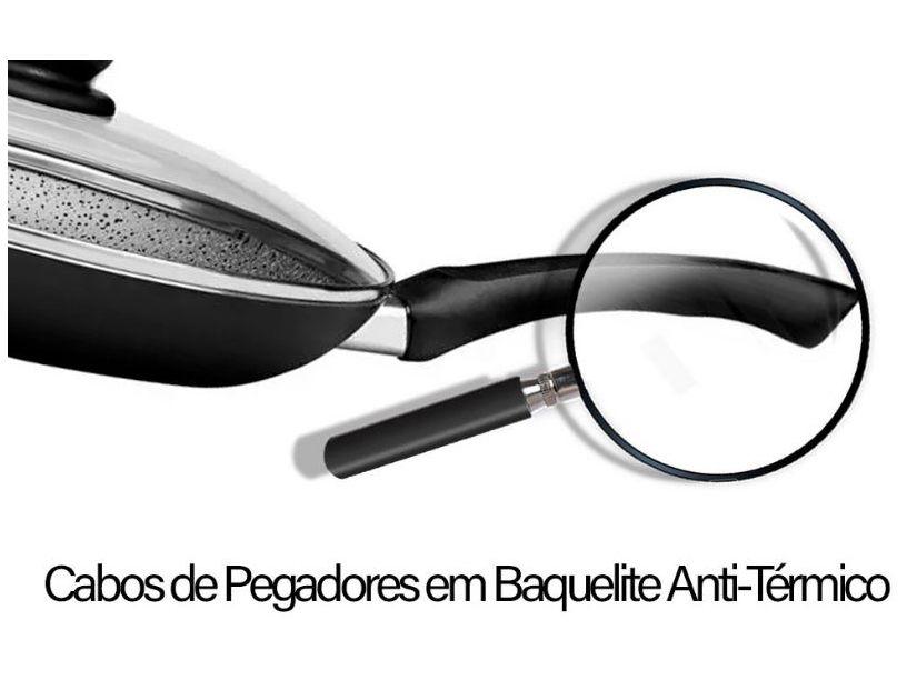 Frigideira Antiaderente Panelux com Tampa de Alumínio Maximum Stone Preta 32cm