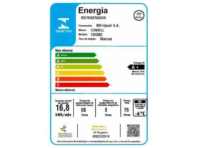 Frigobar Consul 76 litros com Gaveta Multiuso CRC08CB