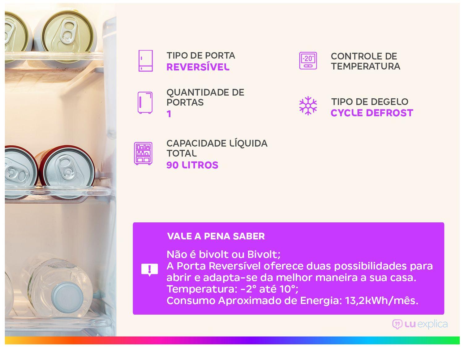 Frigobar Electrolux 90L Branco Efficient EM90