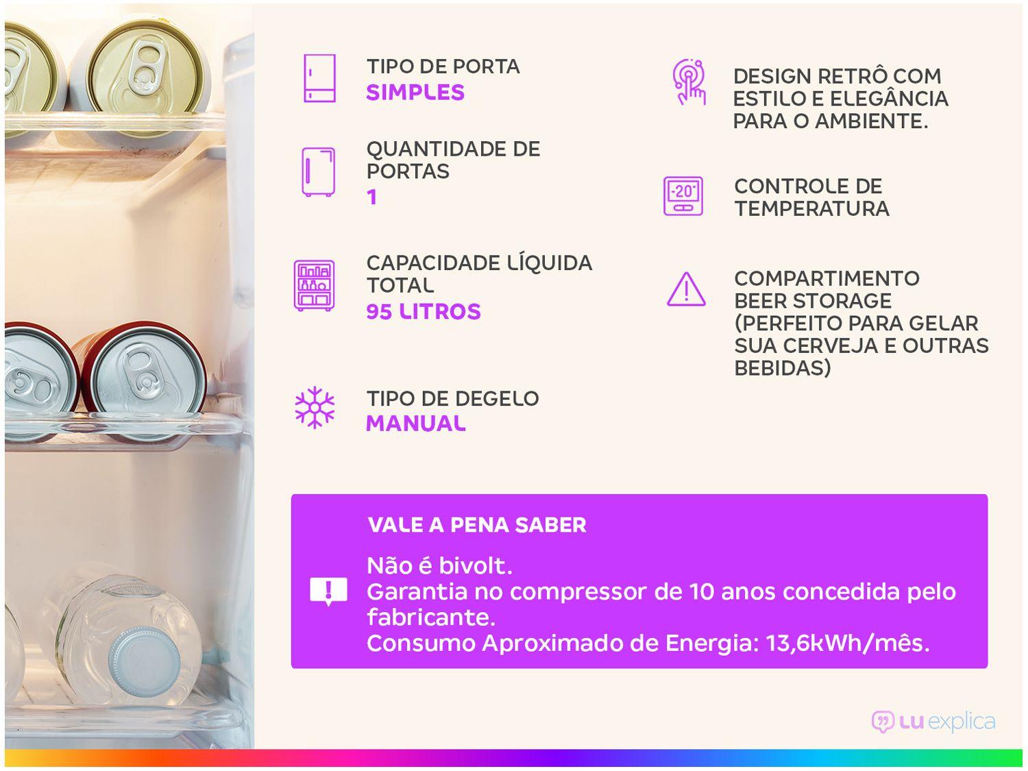 Frigobar Midea 95L Vermelho Retrô