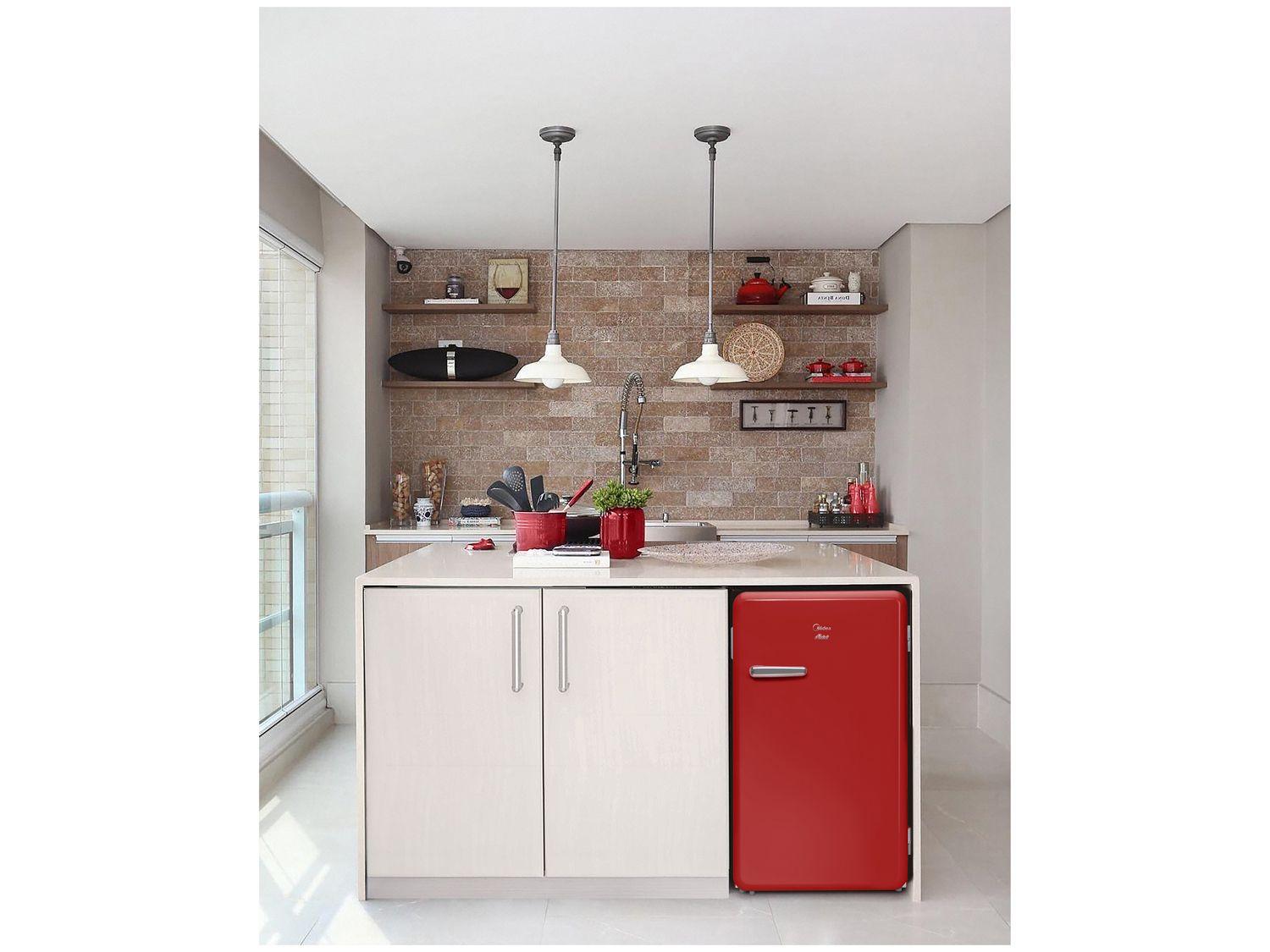 Frigobar Midea 95L Vermelho Retrô