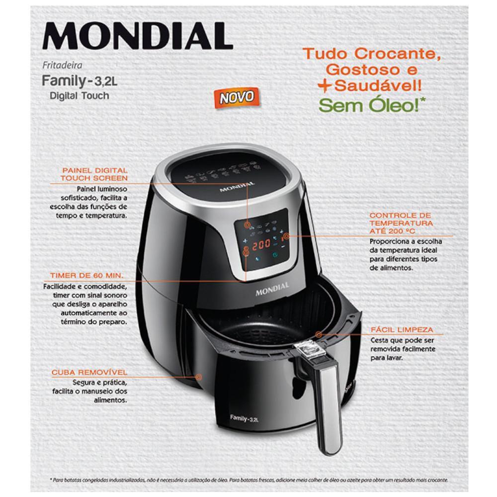 Fritadeira Air Fryer Mondial Family Digital Touch 3,2L 1500W AF19
